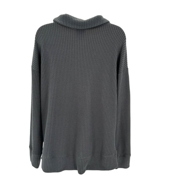 Bobeau Womens Gray Half-Zip Waffle Knit Pullover Top Size L - Picture 3 of 9